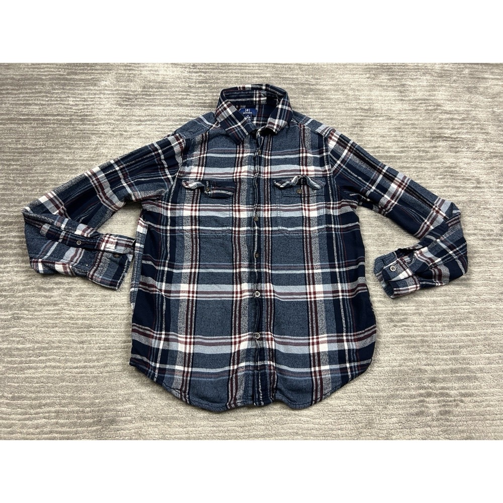 George Shirt Mens Medium Blue Plaid Button Up Long Sleeve Flannel Cotton Blend